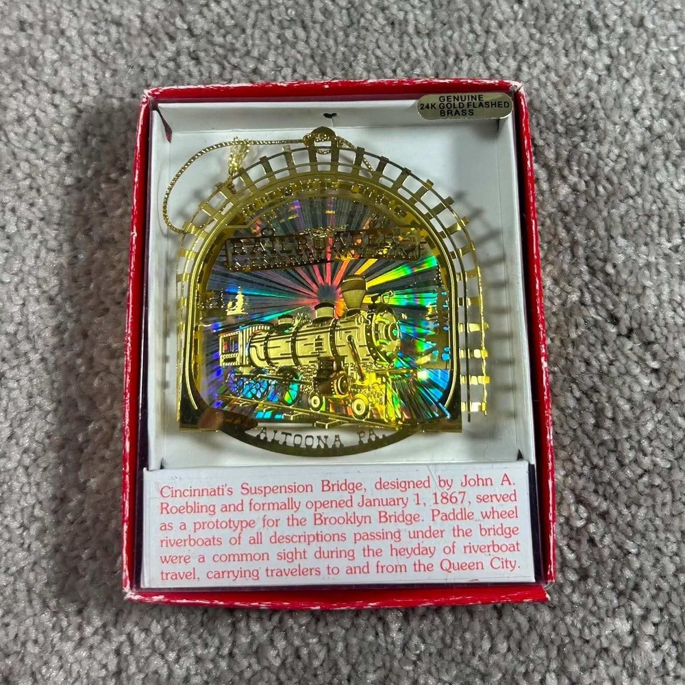 Nation's Treasures Ornament Altoona PA Railroad Train 24K Gold Flashed Brass